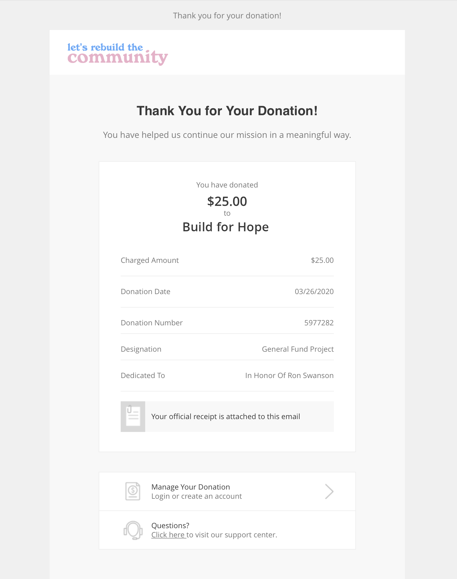 How to Edit your Donation Receipt Email