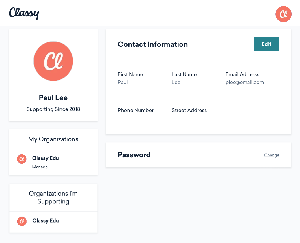 Classy Supporter Dashboard Explained