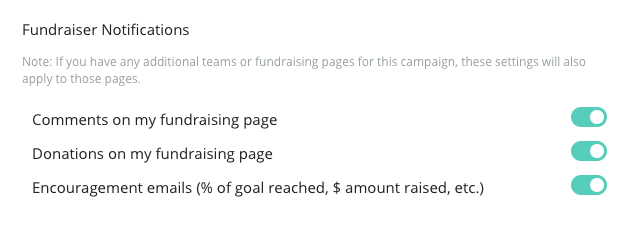 image of the fundraiser notifications that can be changed under the details tab